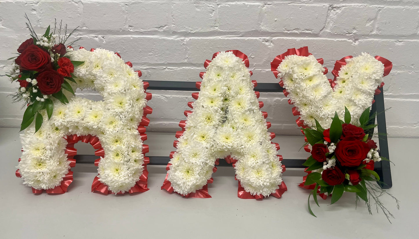 Massed Letters with Ribbon edge